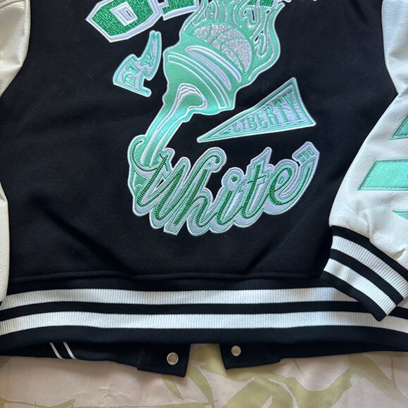 Crocodile Wool Leather Varsity Jacket - Picture 3 of 12